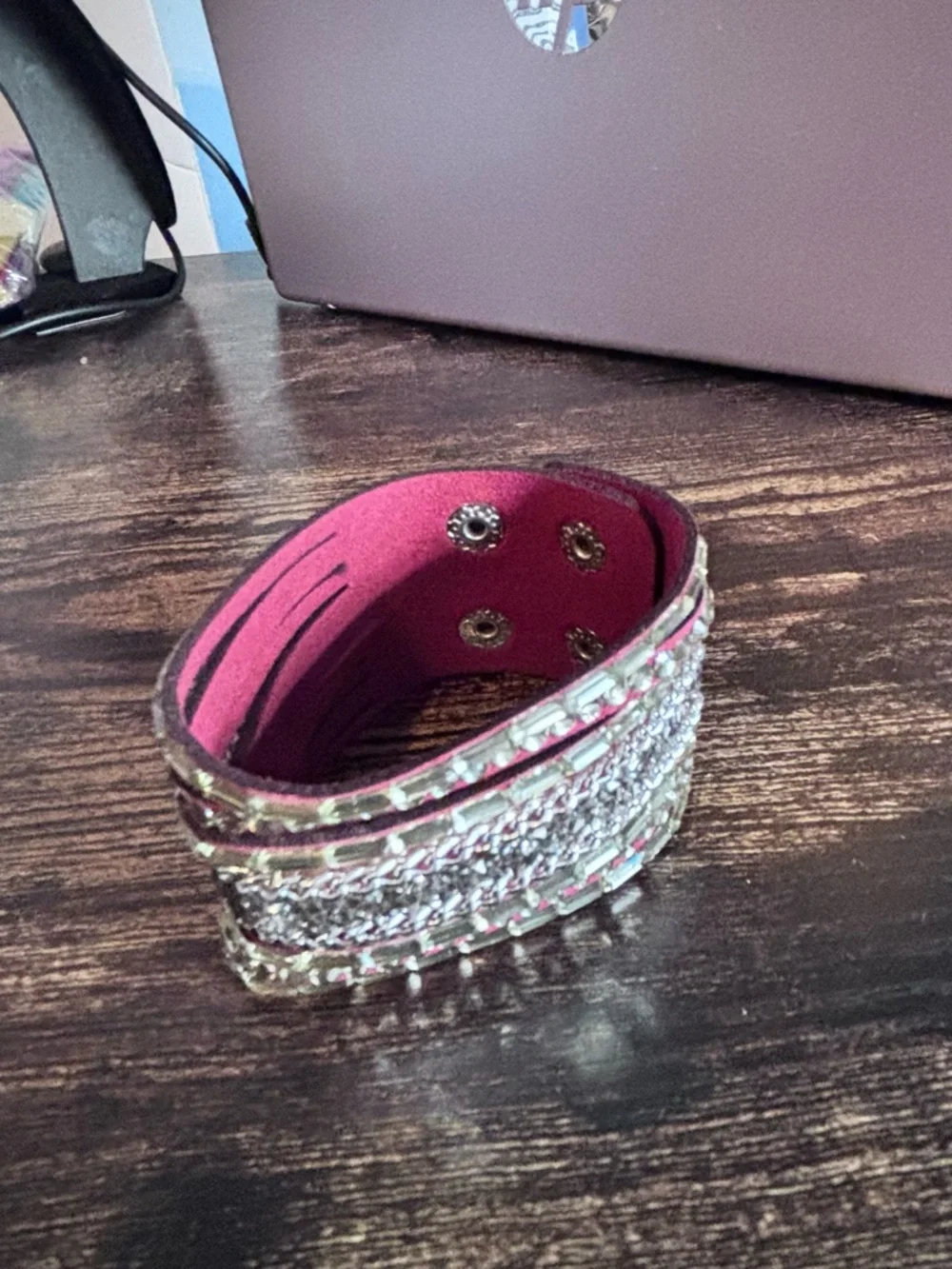 Rhinestone Embellished Red‎ Multi-Row Cuff Wrap Bracelet